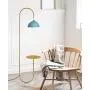 Hsyile KU300240 Modern Standing Light for Bedroom & Living Room Floor Lamp with a Table,LED Floor Lamp for Reading - Brushed Brass Finish and Blue Lamp Shade - Bulb Included