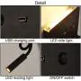 Modern LED Wall Sconce with USB Charging Port, 2 Light Sources Mount Lighting Fixture, Flexible Rotatable Elbow Reading Lamp Wall Lamps for Bedroom Living Room(Wireless, not Plug in)