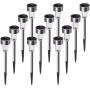 Solar Lights Outdoor, 12Pack Stainless Steel Outdoor Solar Lights - Waterproof, LED Landscape Lighting Solar Powered Outdoor Lights Solar Garden Lights for Pathway Walkway Patio Yard & Lawn-Cool White