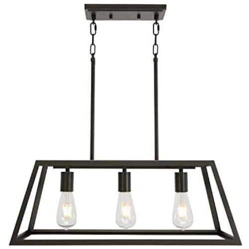 ELUZE 3-Light Farmhouse Chandeliers, Rustic Kitchen Island Lighting, Vintage Oil Rubbed Bronze Pendant Light Fixtures for Foyer Living Room, Kitchen Island, Dining Room, Bedroom