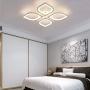 LITFAD 4 Heads Petal Semi Flush Light Monochromatic LED Ceiling Light Fixture 110-120V 40W Modern Acrylic Ceiling Lamp with White Metal Canopy for Living Room Bedroom Restaurant - White