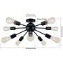 ArcoMead Vintage Semi Flush Mount Ceiling Light with 10 UL Sockets, E26 Base Black Sputnik Industrial Ceiling Lamp Fixture for Kitchen Dining Room Bedroom Study Living Room (10 Sockets)