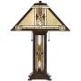 Drake Tiffany Style Table Lamp with Nightlight Mission Bronze Stained Glass for Living Room Family Bedroom Bedside - Franklin Iron Works Drake Tiffany Style Table Lamp with Nightlight Mission Bronze Stained Glass for Living Room Family Bedroom Bedside - Franklin Iron Works