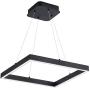 SUNMOO Modern Led Pendant Light Square Led Chandelier 1 Ring Acrylic Pendant Lighting Fixture for Bedroom Living Room Dining Room Kitchen Island 25W 6000K Not-dimmable 15.7L''15.7''W (Black)