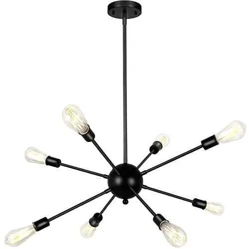 T&A 8 Lights Modern Metal Sputnik Chandelier,Mid Century Ceiling Light Fixture Industrial Style Pendant Lighting for Kitchen Living Room Dining Room(Matte Black) T&A 8 Lights Modern Metal Sputnik Chandelier,Mid Century Ceiling Light Fixture Industrial Style Pendant Lighting for Kitchen Living Room Dining Room(Matte Black)
