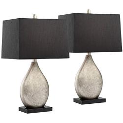 Marco Modern Table Lamps Set of 2 with Black Rectangular Shade for Living Room Family Bedroom Bedside Nightstand Office - Regency Hill