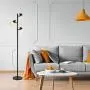 Dorm 3 Light Floor Lamp by Lightaccents - Tree Style Standing Pole Lamp with Adjustable Lights – Floor Standing Pole Light – Tall Lamp Torchiere - Living Room Lamp Black Finish