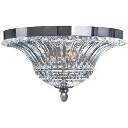 Elegant Designs FM1002-CHR Ceiling Glacier Petal 2 Light Glass Flushmount, Chrome