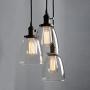 Phansthy Industrial Pendant Ceiling Light Black Finished Chandeliers Light with 5.7 Inches Oval Glass Shade