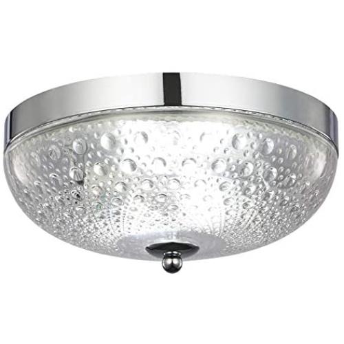 COTULIN Modern 9.8 Inch 2-Light Chrome Kitchen Living Room Hallway Flush Mount Ceiling Light,Ceiling Light Fixture with White Glass Shade for Bedroom Bathroom,Dome Light Fixture Round Ceiling Lights