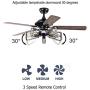 52 In Ceiling Fans with Lights Remote Control, Crystal Chandeliers Fan Lights, 52 Large Walnut Retro Ceiling Fans Lights, Reversible Blades Fandelier Lights for Living Room, Bedroom, Kitchen