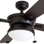 Prominence Home 50345-01 Auletta Outdoor Ceiling Fan, 52” ETL Damp Rated 4 Blades, LED Frosted Contemporary Light Fixture, Matte Black