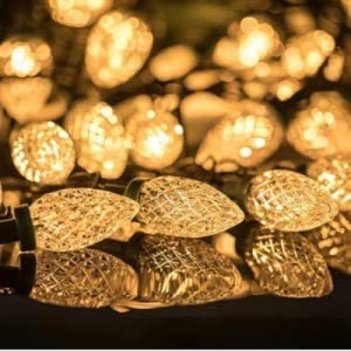 OZS- Extendable C9 Christmas Lights, 50 LED 49ft Green Wire Outdoor Fairy Lights with UL Adaptor, String Lights for Christmas Tree Patio Wedding Party Decoration(Warm White)