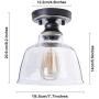 HMVPL Semi Flush Ceiling Lamp, Industrial Glass Close to Ceiling Light Farmhouse Pendant Lighting Fixtures Edison Lights for Kitchen Island Dining Room Bedroom Foyer Hallway Entryway