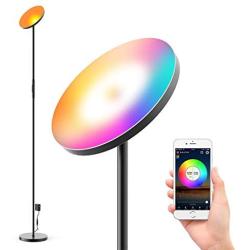 Zglon LED Floor Lamp，Super Bright RGBCW 25w Smart WiFi Color Changing Floor Lamp, Dimmable Torchiere，Compatible with Alexa & Google Home for Reading，livingroom，Bedroom，Black