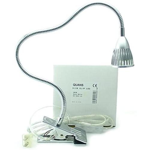 QUANS 5W 5x1W Cool White 19.68inch Clamp Clip on Gooseneck High Power LED Desk Table Light Lamp Ultra Bright Silver (Silver (Cool White))