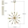 18 Lights Sputnik Chandelier, Brushed Brass Middle Century Industrial Kitchen Pendant Lighting, 55.08'' H x 31.48'' W, Ceiling Light for Dining Room, Foyer, Kitchen, Living Room, ETL Listed