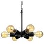 Industrial Vintage Barn Metal Hanging Pendant-LITFAD 9'' Semi Flush Fan Ceiling Chandelier Hanging Light Fixture Max. 300W with 6 Lights Painted Finish