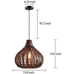 Bagood Natural Bamboo Chandelier DIY Wicker Rattan Lamp Shades Weave Hanging Light D13.8INCH