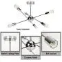 GRUSTRUST 6-Light Black Chandeliers Lighting Easy Mount Ceiling Light Chrome Modern Pendant Light Dimmable Lamp Bracket for Living Room Showroom Study Room(Bulbs Not Included)