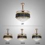 Luxury Crystal Chandelier Fan, 43 Inch Retractable Ceiling Fan with Remote Control, LED 3 Color Changing Invisible Fandelier Ceiling Fan with Light for Dining Room Living Room Bedroom (Black)