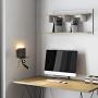 Modern LED Wall Mount Sconce with USB Charging Port, 2 Light Sources Fixture Bedroom Shelf Lighting, Nordic Flexible Rotatable Elbow Reading Black Wall Lamps for Bedside(Wireless, Mounted on Wall)