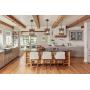 EUL Rustic Kitchen Pendant Hanging Light Wood & Metal Wire Cage Ceiling Lamp Shade Distressed Brown
