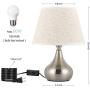 Modern Table Lamps Set of 2 Bedside Table Lamps Nightstand Lamps with Metal Base Silver Desk Lamps for Living Room Bedroom Family Room Coffee Table