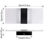 Lightess Modern Wall Sconces Set of 2, LED Hardwired Wall Lamp, Square Aluminum Wall Mount Sconce, Black Brushed Acrylic Up Down Wall Sconces for Bedroom Hallway Living Room, 12W Cool White