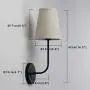 Pathson Vintage Wall Sconce, 1-Light Wall Light with Linen Fabric Lamp Shade, Industrial Wall Mounted Fixture for Bedroom Living Room, Dark Black Finish 2-Pack (Black)