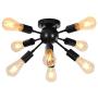 Sputnik Chandelier Light Fixture 8-Light Black Semi Flush Mount Close to Ceiling Lights for Living Room Bedroom Kitchen Hallway