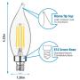 E12 Candelabra LED Bulbs Dimmable 60W Equivalent LED Chandelier Light Bulbs 4.5W Soft White 2700K 500LM B10 Flame Tip Vintage LED Filament Candle Bulb with Decorative Candelabra Base, 12 Packs