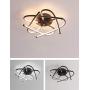 LED Ceiling Lamps Living Room Modern Half Flush Mount Ceiling Hanging Lamp Fixture Metal Acrylic Dimming Ceiling Lamp Minimalist Square Bedroom Ceiling Light with Remote Ceiling Lighting (Black-45W)