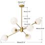 BOKT Mid Century Modern Chandelier 6 Lights Magic Bean Molecular Chandelier Globe Chandeliers Light Fixture for Living Room Restaurant Kitchen Island E26 Base (Gold, 6 Lights)