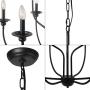 Farmhouse Lighting, 2-Tier 9-Light Black French Country Chandelier in Metal Candle Finish, Large Rustic Pendant Light Fixtures for Dining Room, Living Room, Kitchen Island