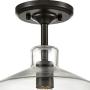 EUL Vintage Metal Glass Ceiling Light 1-Light Kitchen Pendant Lighting,Oil Rubbed Bronze Finish