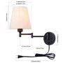 Wall Sconces 7 inch, Wall Lamp with Plug in Cord, Plug in Wall Sconce with Dimmer Switch, Wall Lights with Fabric Linen Shade, Wall Lamps for Bedroom, Wall Light Fixtures Reading Room and Hotel.