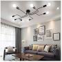 Bowrain 8 Lights Ceiling Light Fixture Industrial Vintage Creative Retro Black Metal Semi Flush Mount Ceiling Lamp for Dining Room Living Room Kitchen Lighting