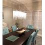 Modern Rectangular Crystal Chandelier, Luxury Linear Raindrop Hanging Pendant Lighting Flush Mount Ceiling Light Fixture for Dining Room Kitchen Island, 7-Lights, L32''