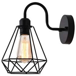 Black Metal Cage Wall Sconce, Wall Lamp Mounted Light Fixture Farmhouse Industrial Vintage for Bedroom Living Room Hallway Upstairs Indoor Bathroom Home Decoration 1 Pack 13 Inch CASILVON