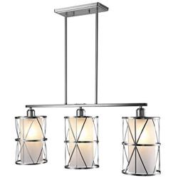 SHENGQINGTOP 33 Inches Modern Kitchen Island Lights with Frosted Glass, 3-Light Dining Room Lighting Fixtures Hanging, New Transitional Multi Pendant Lighting, Brushed Nickel Finish