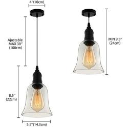 Industrial Vintage Retro Single Light Mini Pendant Light - LITFAD 5.5'' Pendant Lamp Ceiling Light Chandelier with Clear Bell Glass Shade