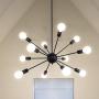 Matte Black Sputnik Chandeliers 12 Lights, Palacelantern Modern Vintage Light Fixture Ceiling