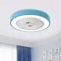 BAYCHEER Acrylic Circle Semi Flush Mount Lighting LED Ceiling Fan Lamp with Remote Control 3 Light Color Changeable Enclosed Fandelier Lamp for Living Room Kitchen Kids Room Hall,Blue