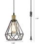 Farmhouse Plug in Pendant Light with On/Off Switch Wire Caged Hanging Pendant Lamp