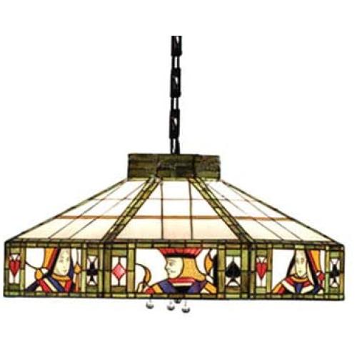 CraftThink Pendant Lighting LED Chandelier Light Antique Tiffany Art 18''W Geometric Shade Stained Glass with Poker Pattern 2 lights Hanging Light for Dining Living Cafe Room Restaurant - TYP A (Typ D)