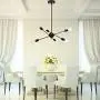 GRUSTRUST 6-Light Black Chandeliers Lighting Easy Mount Ceiling Light Chrome Modern Pendant Light Dimmable Lamp Bracket for Living Room Showroom Study Room(Bulbs Not Included)