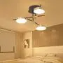 3 Lights Gold Flush Mount Ceiling Light, 30W LED Sputnik Chandelier for Living Room Dining Room Kitchen Island Bedroom Office