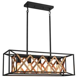 Farmhouse Chandelier Kitchen Island Lighting Fixtures 5 Lights Rustic Light for Dinning Room, Sand Black Finish DOHOMER