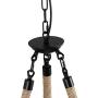 Giluta Wooden Ring Hemp Rope Chandelier Retro Farmhouse Style Pendant Lighting Vintage Round Ceiling Light Fixtures 3 Lights with Seeded Glass Shade, Brown (C0047)